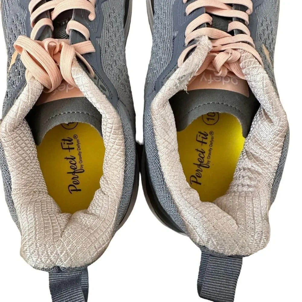 Women’s Gray Knit Athletic Sneakers with Peach Accents